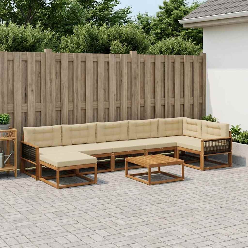 vidaXL Zestaw sof na zewnątrz z poduszką 8 pcs Naturalny i Beżowy