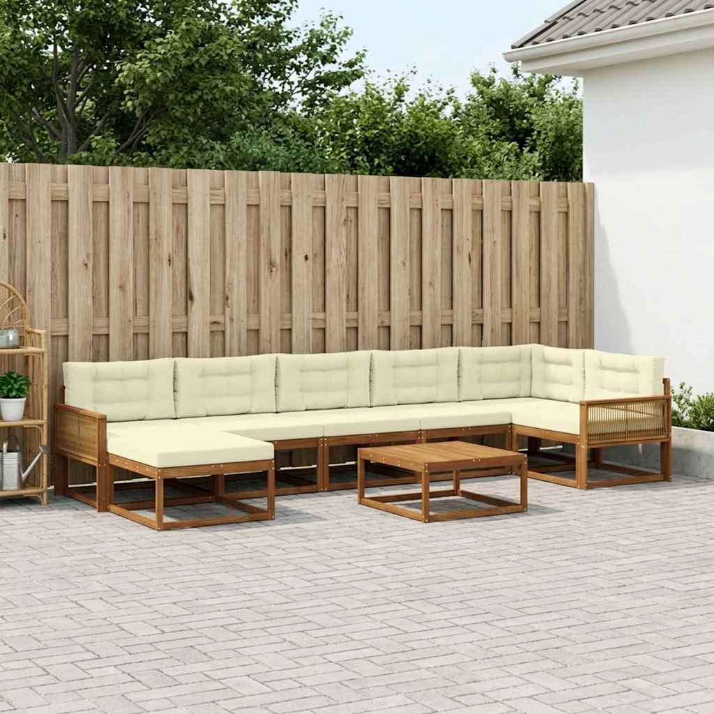 vidaXL Zestaw sof na zewnątrz z poduszką 8 pcs Naturalny i Kremowy