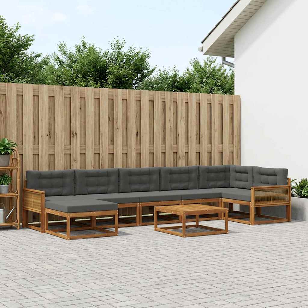vidaXL Zestaw sof na zewnątrz z poduszką 8 pcs Naturalny i Antracytowy
