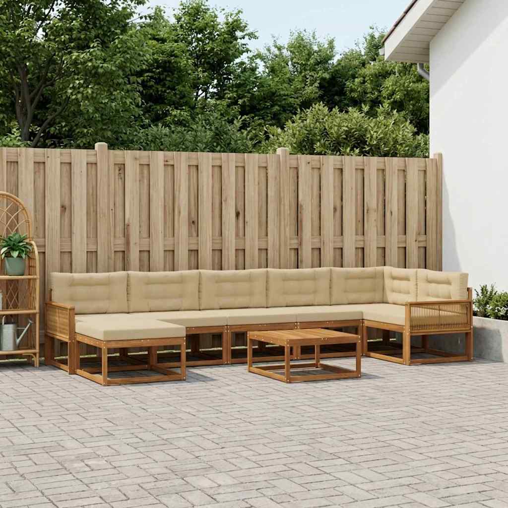 vidaXL Zestaw sof na zewnątrz z poduszką 8 pcs Naturalny i Beżowy