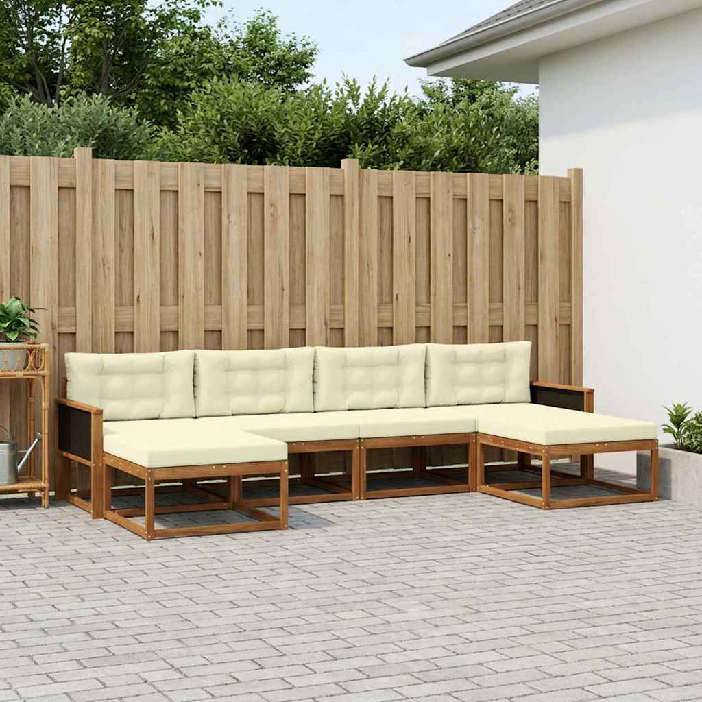 vidaXL Zestaw sof na zewnątrz z poduszką 6 pcs Naturalny i Kremowy