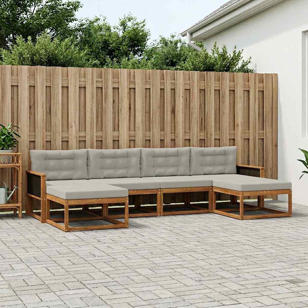 vidaXL Zestaw sof na zewnątrz z poduszką 6 pcs Naturalny i jasnoszary