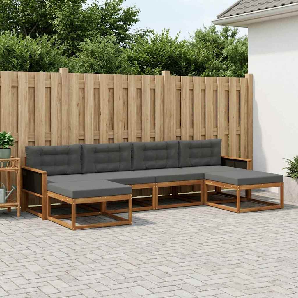 vidaXL Zestaw sof na zewnątrz z poduszką 6 pcs Naturalny i Antracytowy