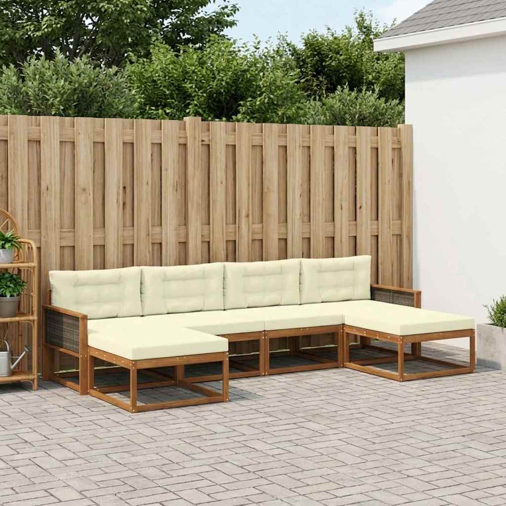 vidaXL Zestaw sof na zewnątrz z poduszką 6 pcs Naturalny i Kremowy