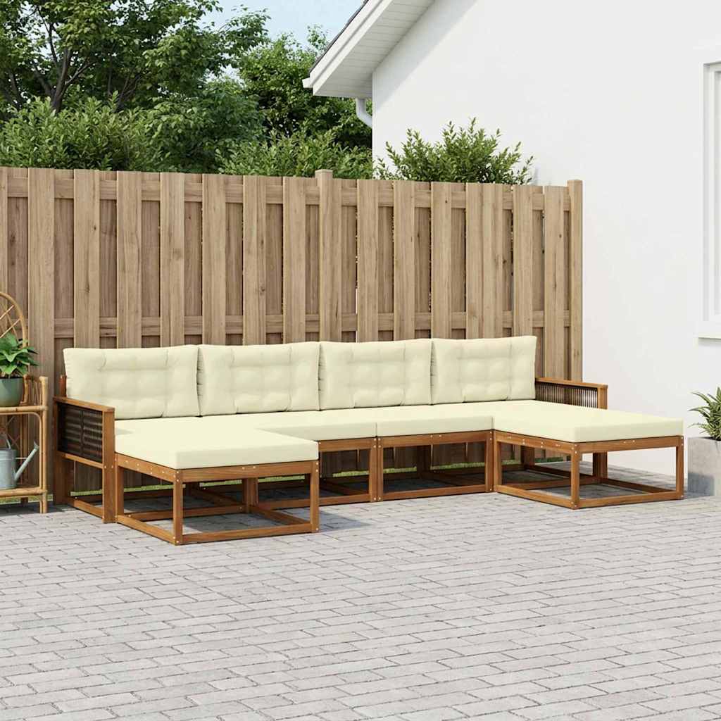 vidaXL Zestaw sof na zewnątrz z poduszką 6 pcs Naturalny i Kremowy