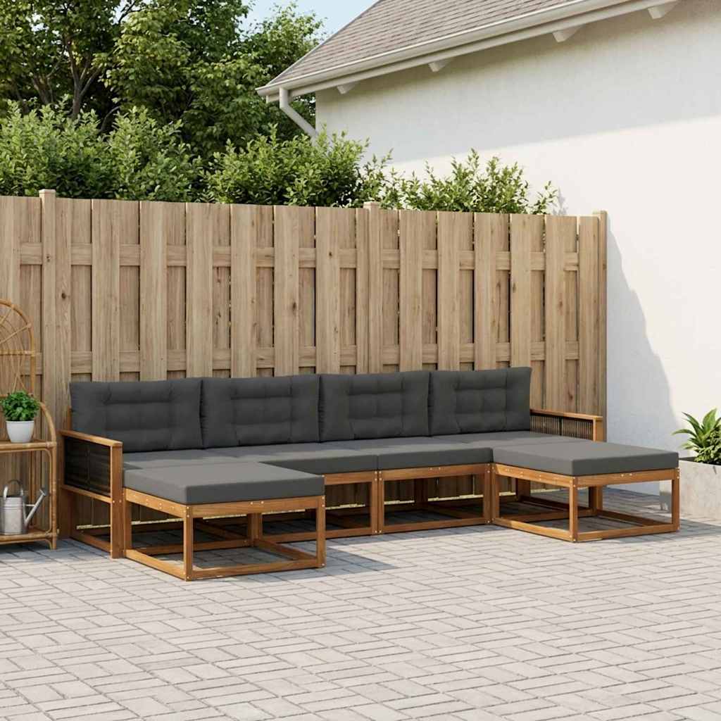 vidaXL Zestaw sof na zewnątrz z poduszką 6 pcs Naturalny i Antracytowy