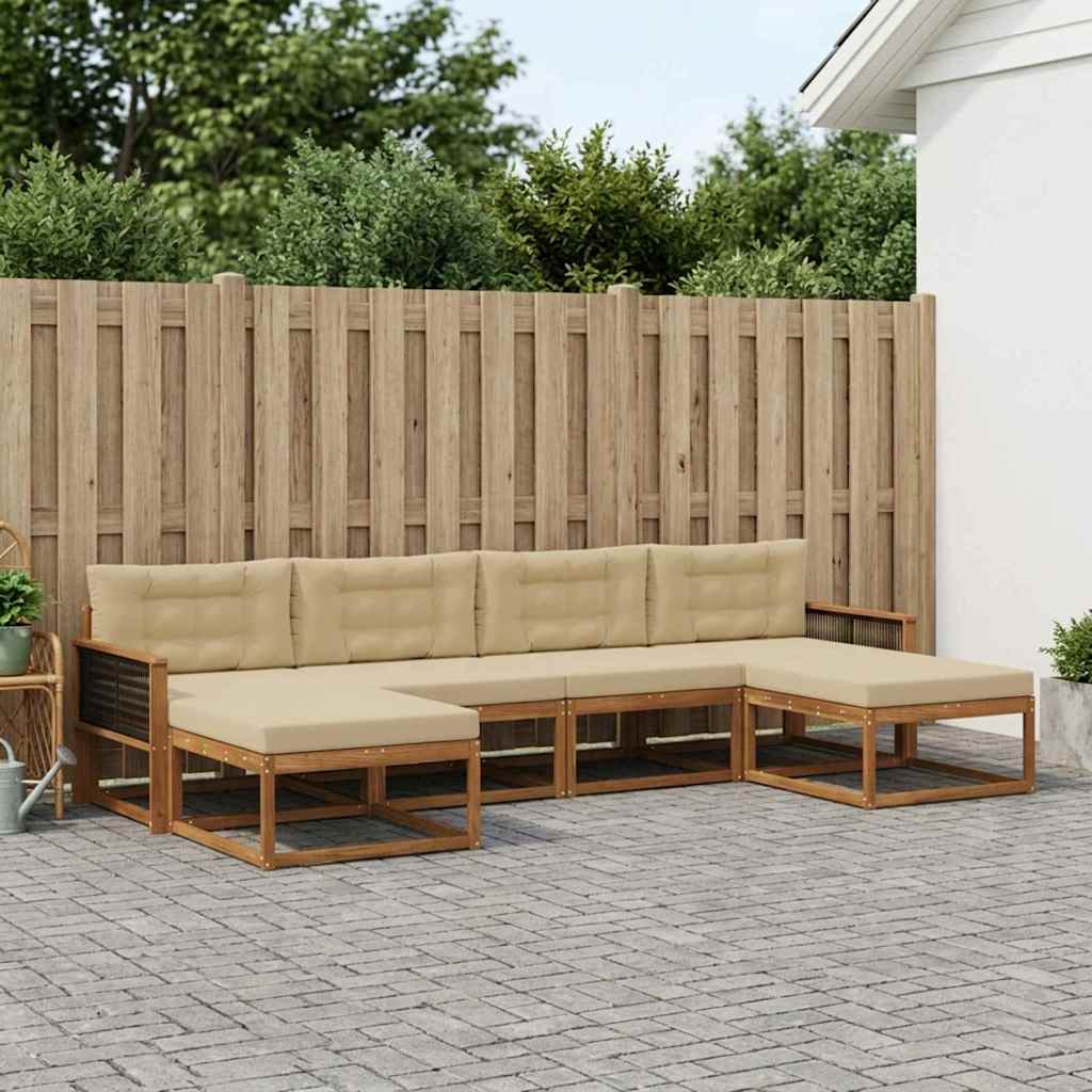 vidaXL Zestaw sof na zewnątrz z poduszką 6 pcs Naturalny i Beżowy