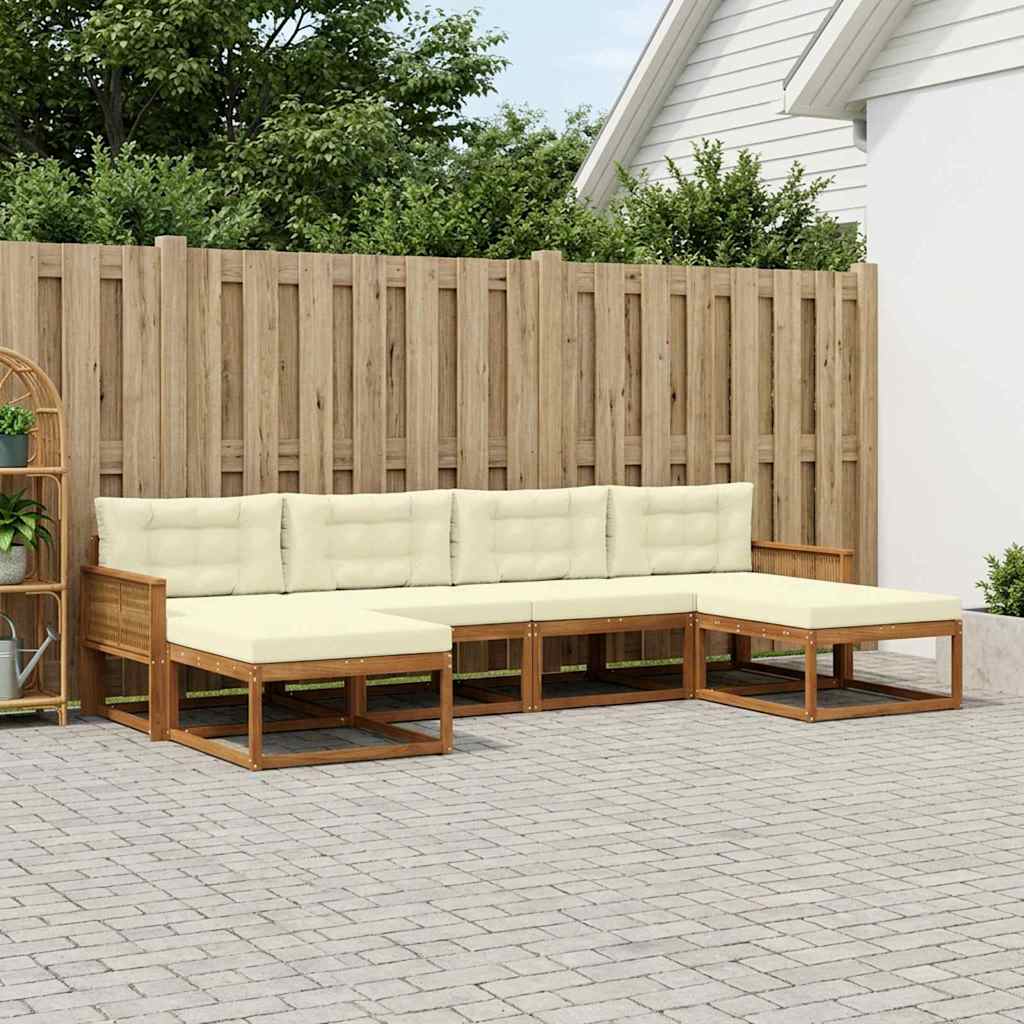 vidaXL Zestaw sof na zewnątrz z poduszką 6 pcs Naturalny i Kremowy