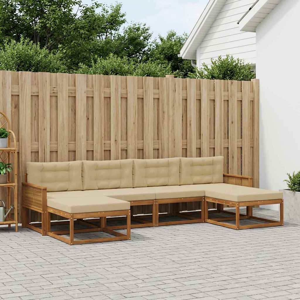 vidaXL Zestaw sof na zewnątrz z poduszką 6 pcs Naturalny i Beżowy