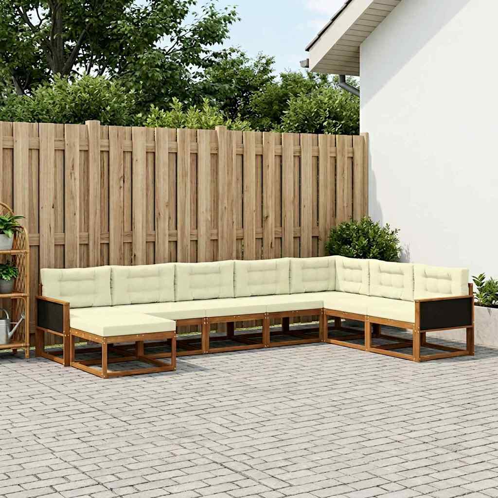 vidaXL Zestaw sof na zewnątrz z poduszką 8 pcs Naturalny i Kremowy