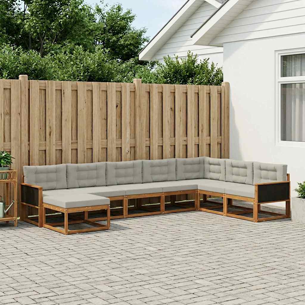 vidaXL Zestaw sof na zewnątrz z poduszką 8 pcs Naturalny i jasnoszary
