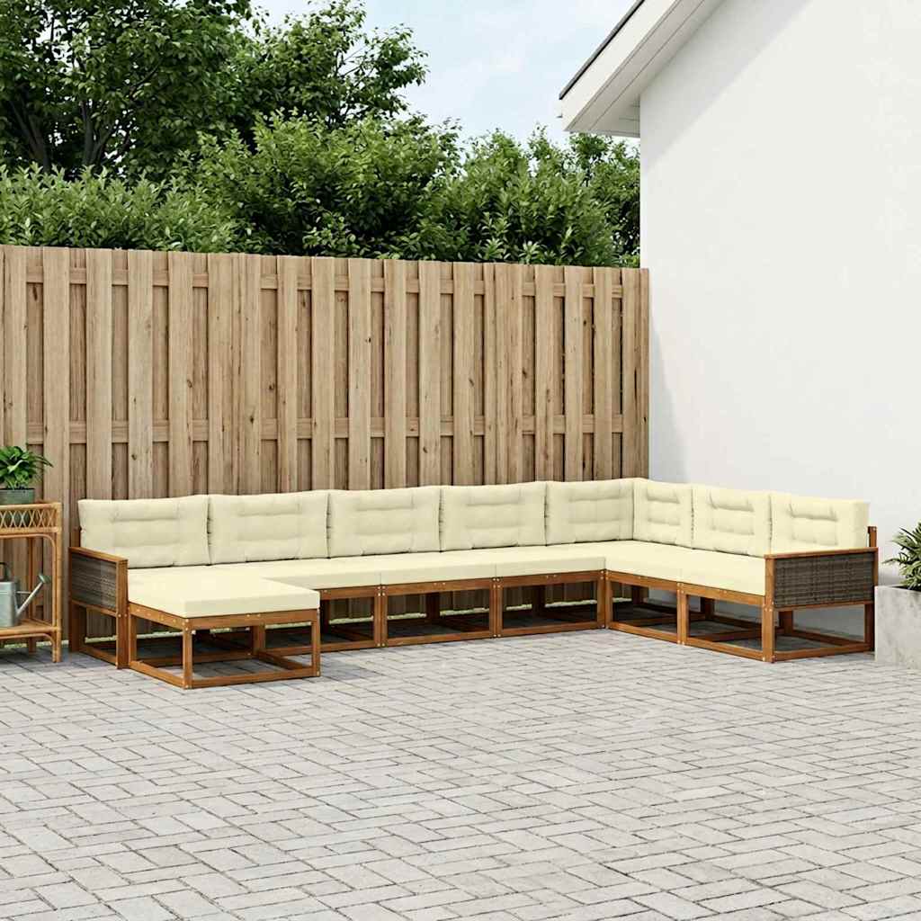 vidaXL Zestaw sof na zewnątrz z poduszką 8 pcs Naturalny i Kremowy