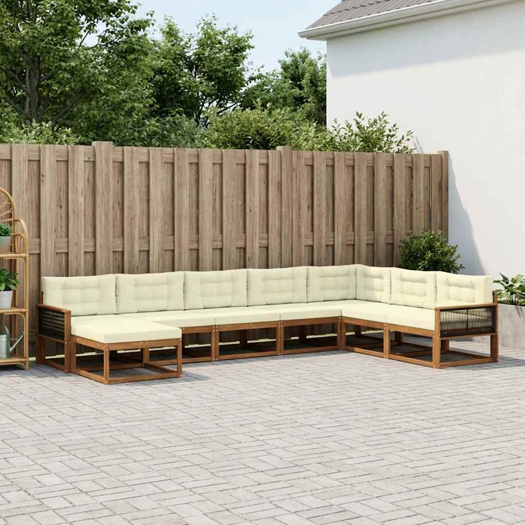 vidaXL Zestaw sof na zewnątrz z poduszką 8 pcs Naturalny i Kremowy