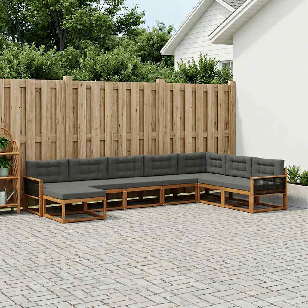 vidaXL Zestaw sof na zewnątrz z poduszką 8 pcs Naturalny i Antracytowy