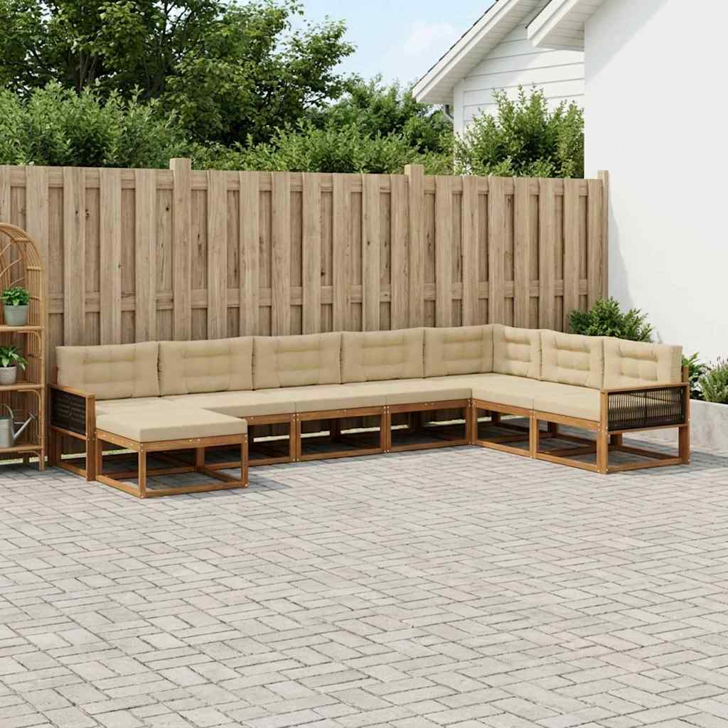 vidaXL Zestaw sof na zewnątrz z poduszką 8 pcs Naturalny i Beżowy