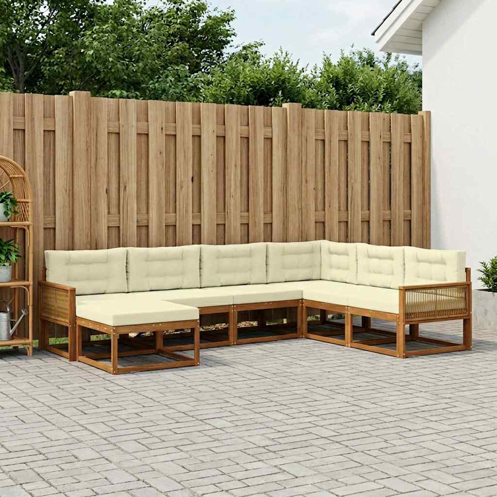 vidaXL Zestaw sof na zewnątrz z poduszką 8 pcs Naturalny i Kremowy