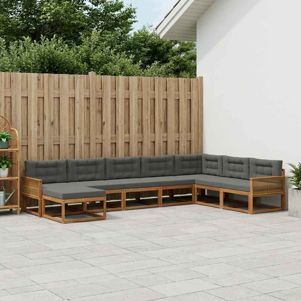 vidaXL Zestaw sof na zewnątrz z poduszką 8 pcs Naturalny i Antracytowy