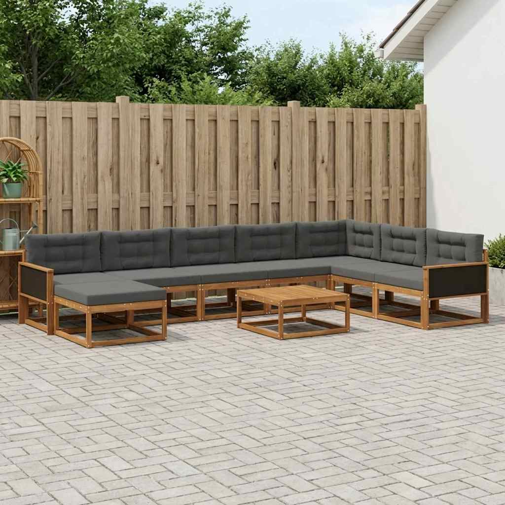 vidaXL Zestaw sof na zewnątrz z poduszką 9 pcs Naturalny i Antracytowy
