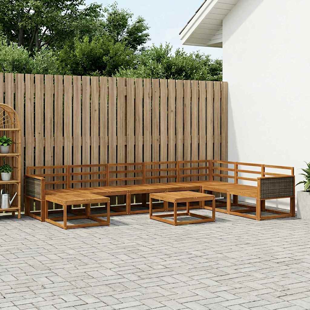 vidaXL Zestaw sof na zewnątrz 9 pcs naturalny Lite Drewno Akacji