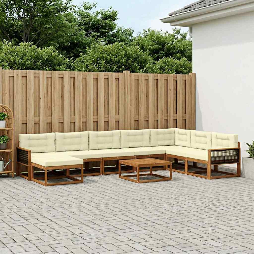 vidaXL Zestaw sof na zewnątrz z poduszką 9 pcs Naturalny i Kremowy