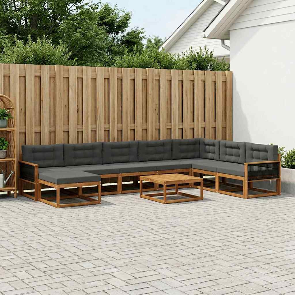 vidaXL Zestaw sof na zewnątrz z poduszką 9 pcs Naturalny i Antracytowy