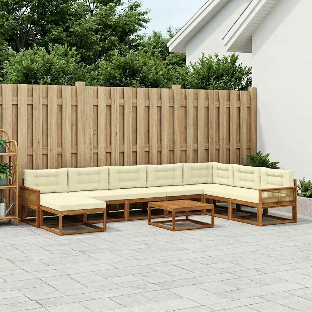 vidaXL Zestaw sof na zewnątrz 9 pcs Naturalny i Kremowy