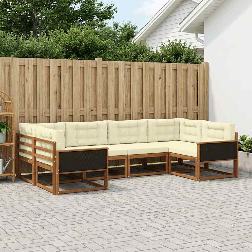 vidaXL Zestaw sof na zewnątrz z poduszką 6 pcs Naturalny i Kremowy