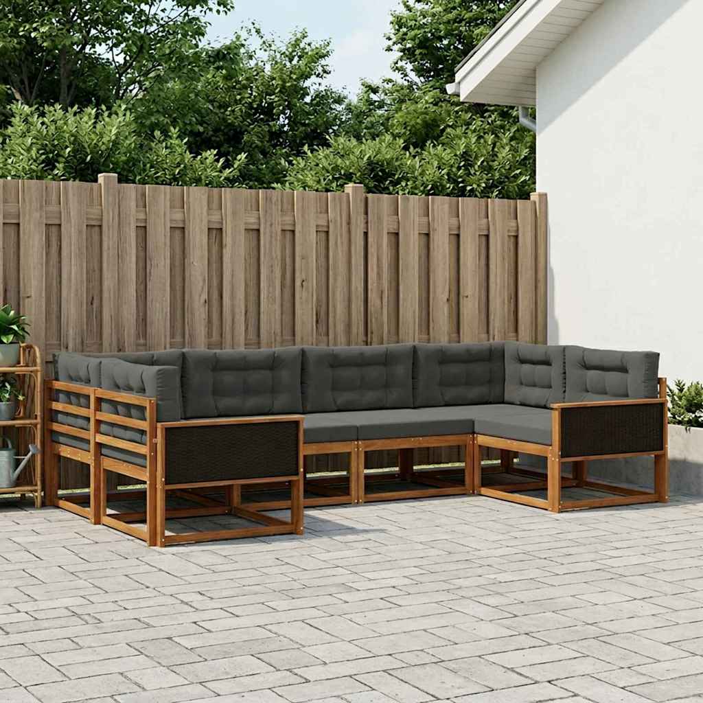 vidaXL Zestaw sof na zewnątrz z poduszką 6 pcs Naturalny i Antracytowy