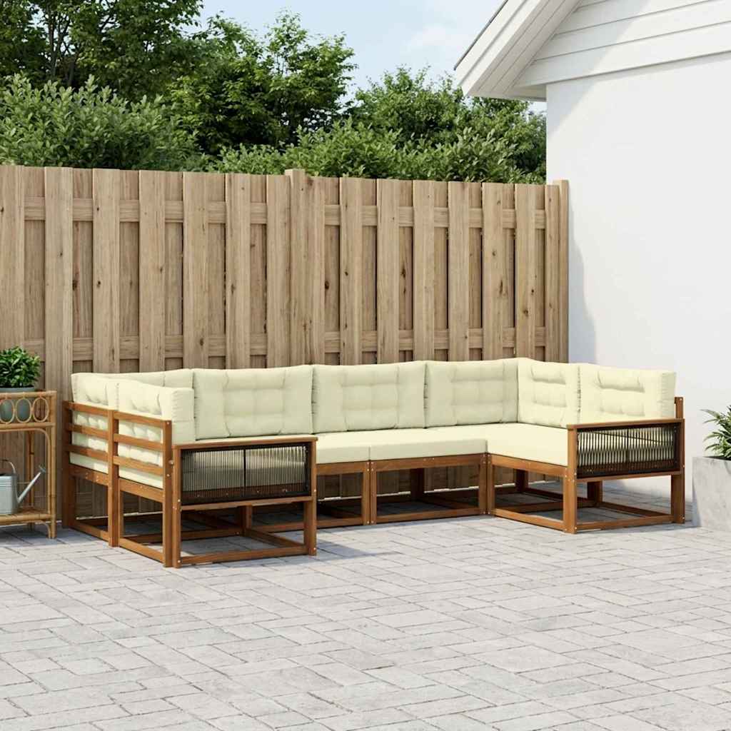 vidaXL Zestaw sof na zewnątrz z poduszką 6 pcs Naturalny i Kremowy