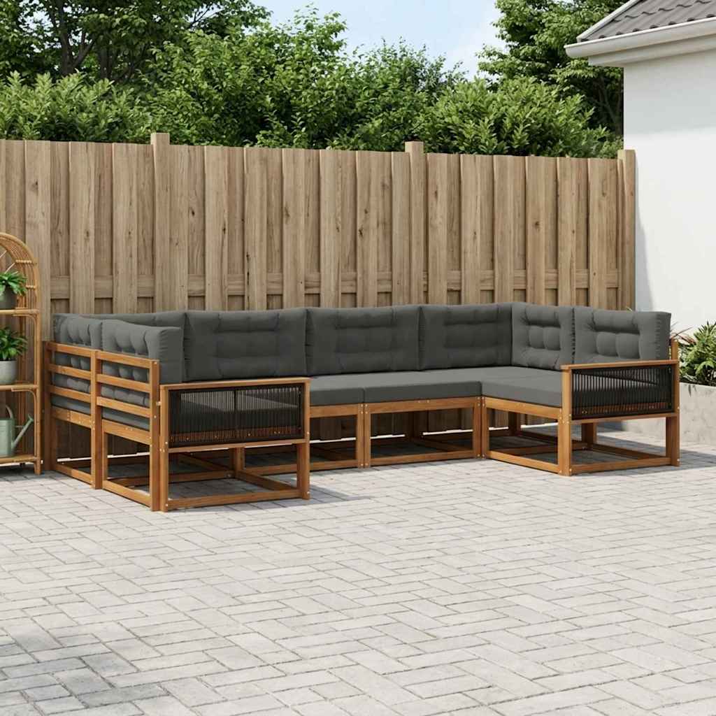 vidaXL Zestaw sof na zewnątrz z poduszką 6 pcs Naturalny i Antracytowy
