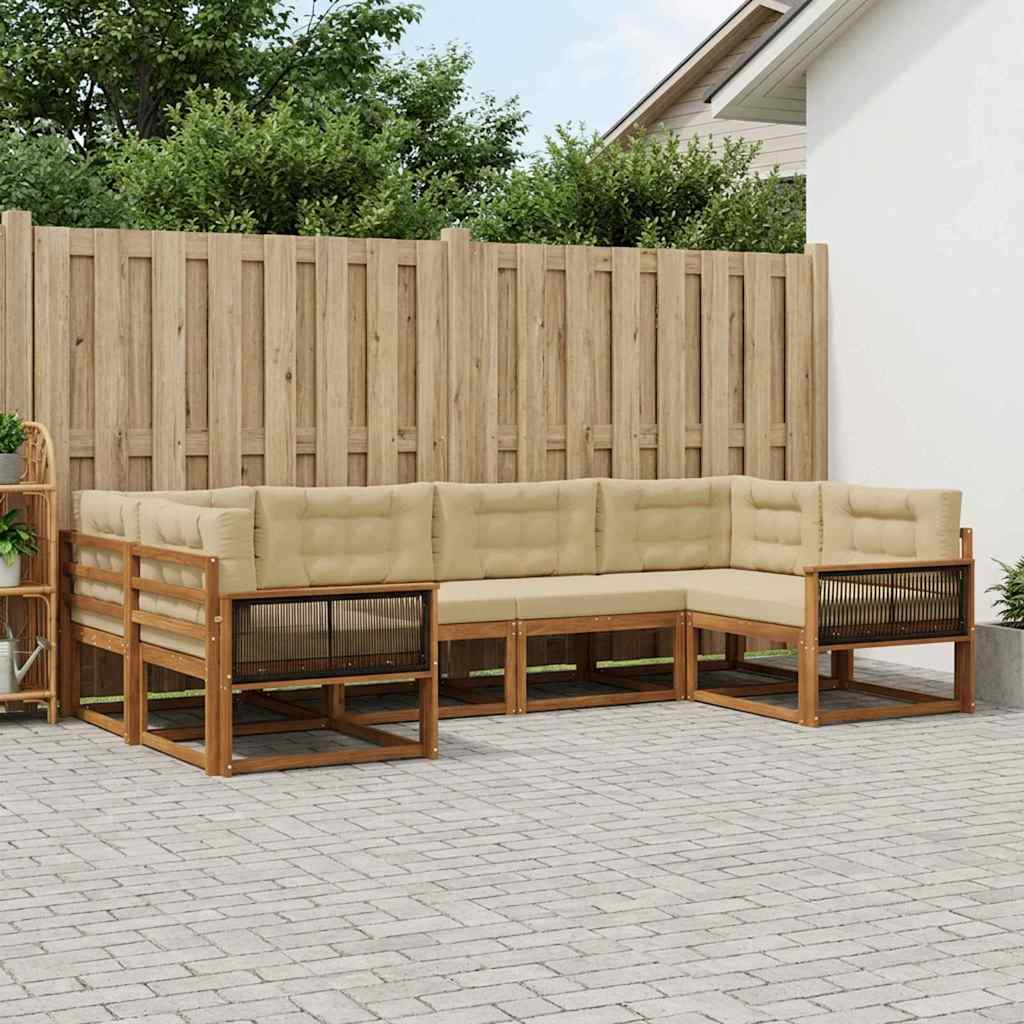 vidaXL Zestaw sof na zewnątrz z poduszką 6 pcs Naturalny i Beżowy