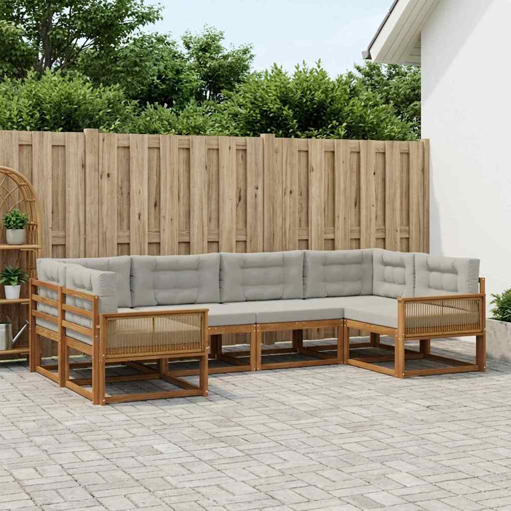 vidaXL Zestaw sof na zewnątrz z poduszką 6 pcs Naturalny i jasnoszary