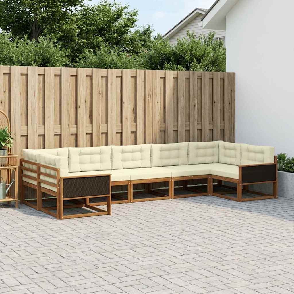 vidaXL Zestaw sof na zewnątrz z poduszką 7 pcs Naturalny i Kremowy