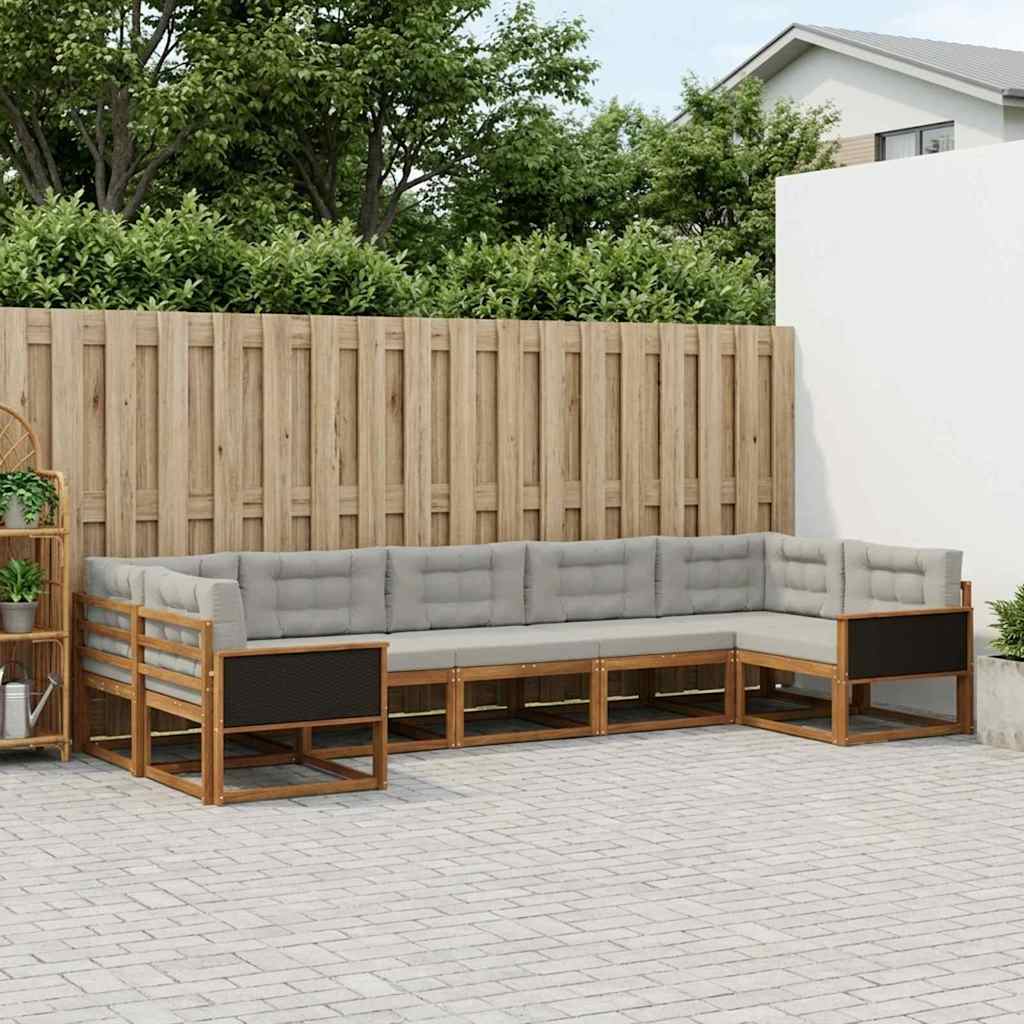 vidaXL Zestaw sof na zewnątrz z poduszką 7 pcs Naturalny i jasnoszary