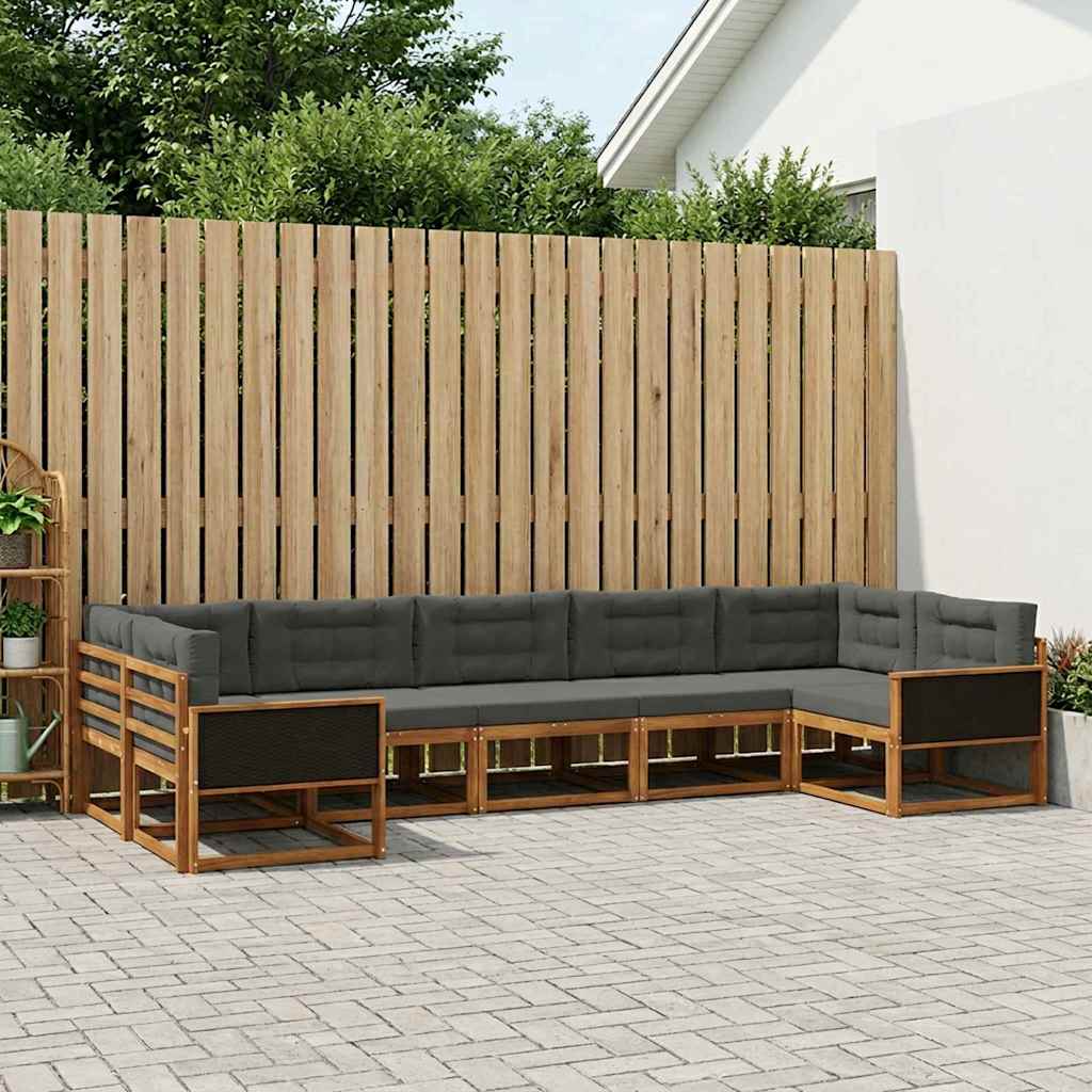 vidaXL Zestaw sof na zewnątrz z poduszką 7 pcs Naturalny i Antracytowy