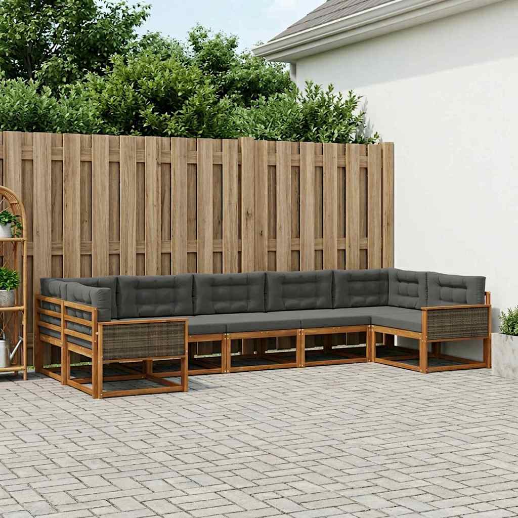 vidaXL Zestaw sof na zewnątrz z poduszką 7 pcs Naturalny i Antracytowy