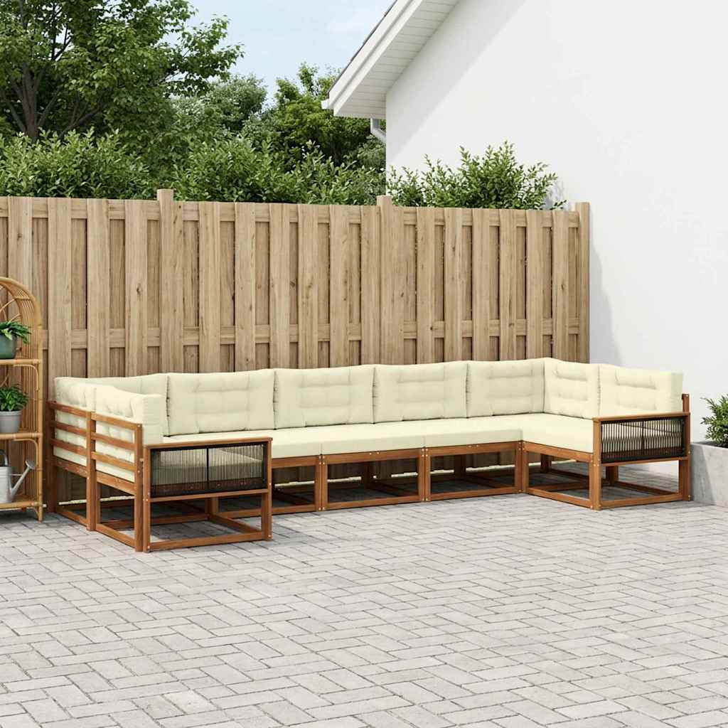 vidaXL Zestaw sof na zewnątrz z poduszką 7 pcs Naturalny i Kremowy