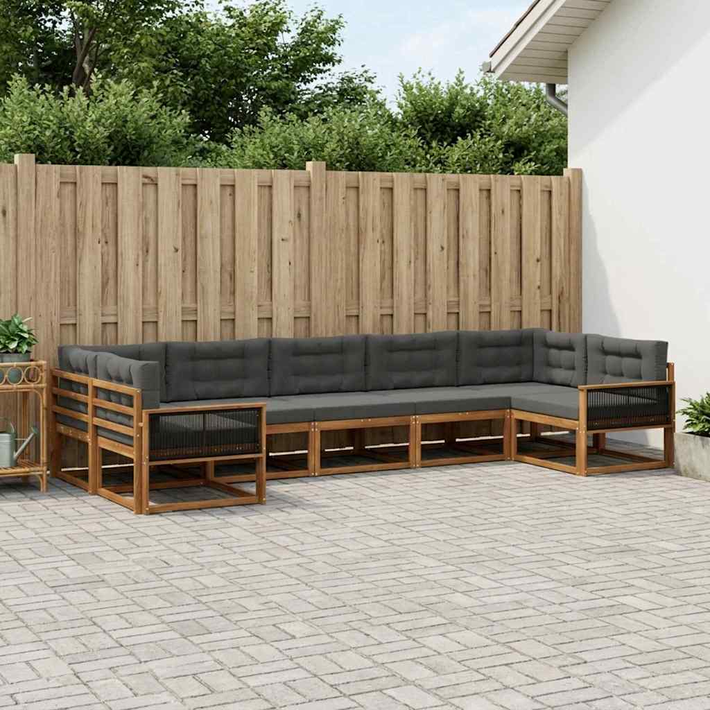 vidaXL Zestaw sof na zewnątrz z poduszką 7 pcs Naturalny i Antracytowy