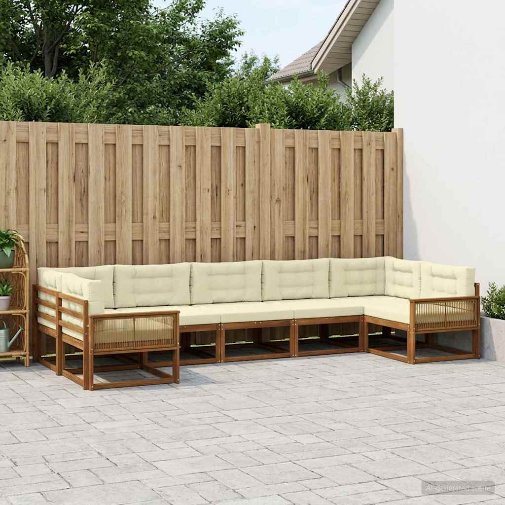 vidaXL Zestaw sof na zewnątrz z poduszką 7 pcs Naturalny i Kremowy