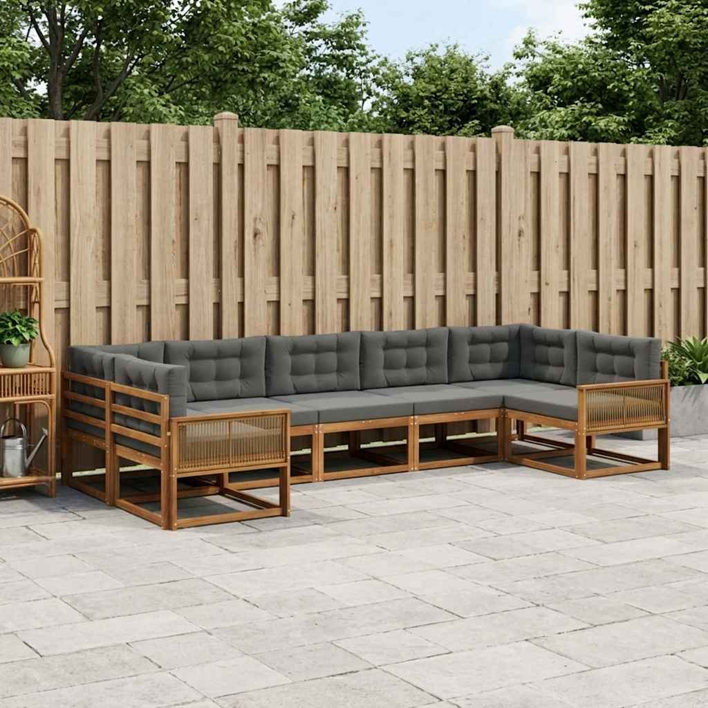 vidaXL Zestaw sof na zewnątrz z poduszką 7 pcs Naturalny i Antracytowy