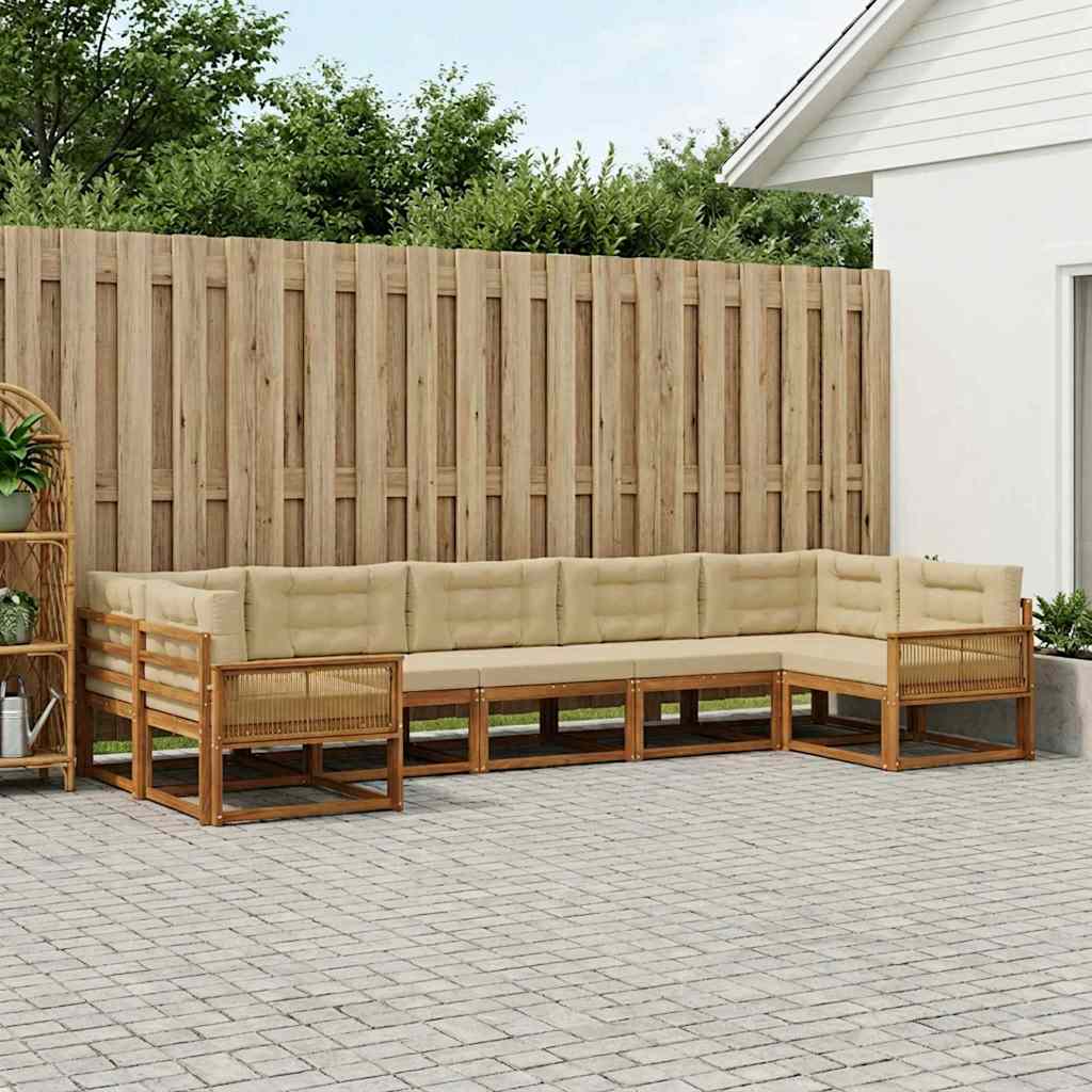vidaXL Zestaw sof na zewnątrz z poduszką 7 pcs Naturalny i Beżowy