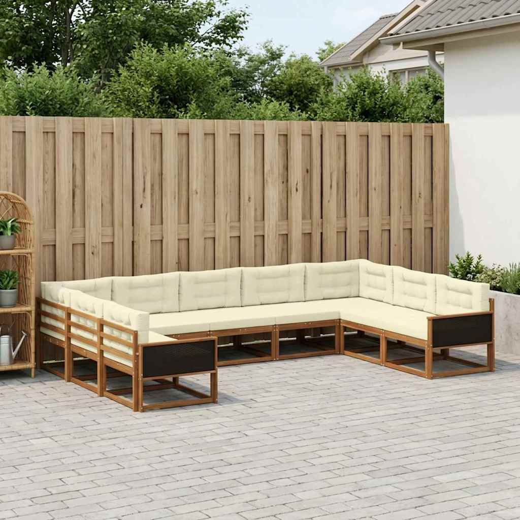 vidaXL Zestaw sof na zewnątrz z poduszką 9 pcs Naturalny i Kremowy