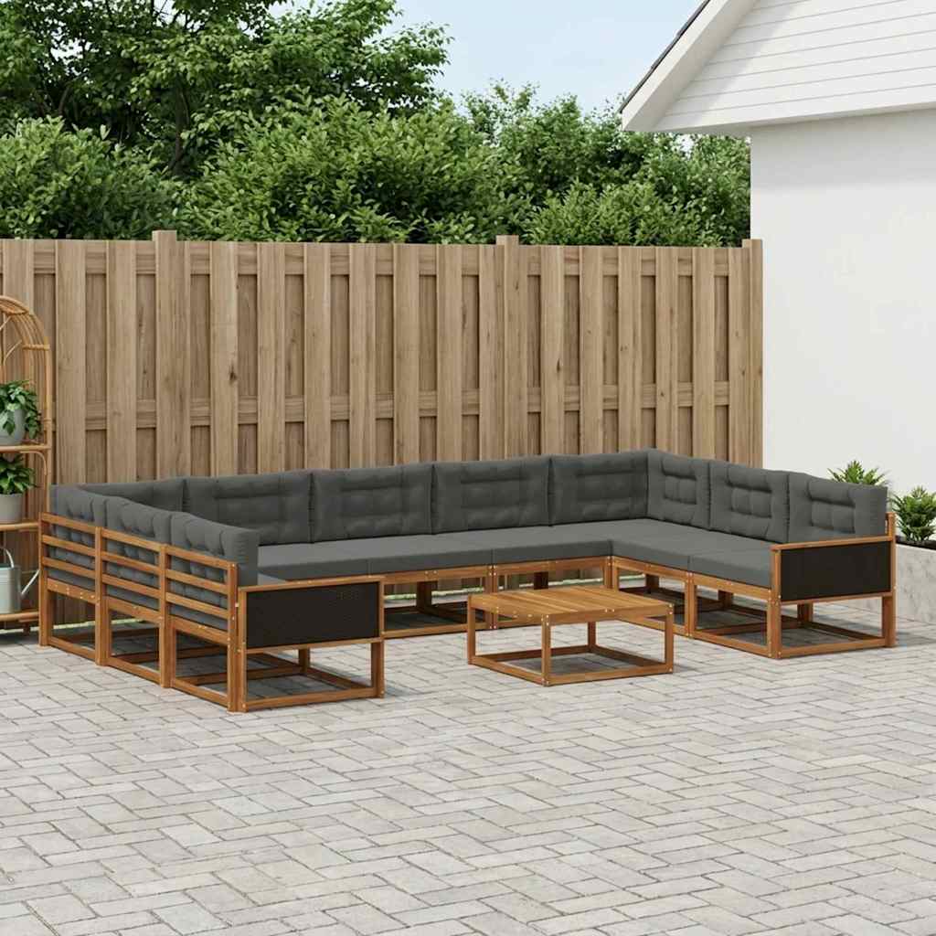 vidaXL Zestaw sof na zewnątrz 10 pcs Naturalny i Antracytowy
