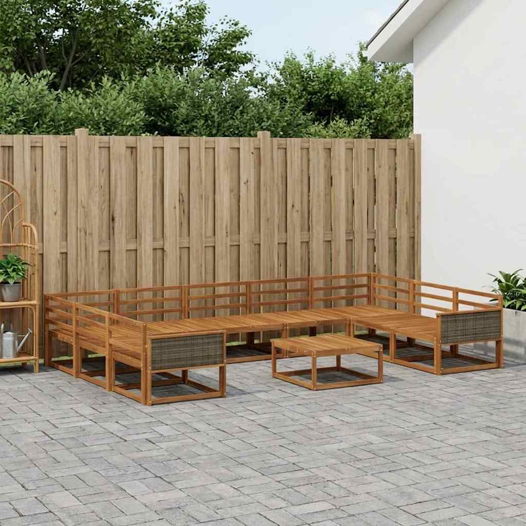 vidaXL Zestaw sof na zewnątrz 10 pcs naturalny Lite Drewno Akacji