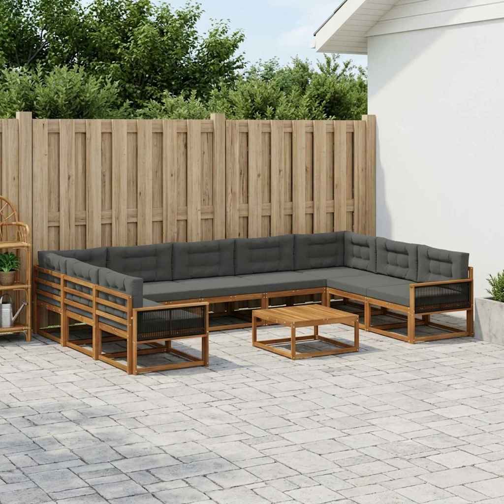 vidaXL Zestaw sof na zewnątrz 10 pcs Naturalny i Antracytowy