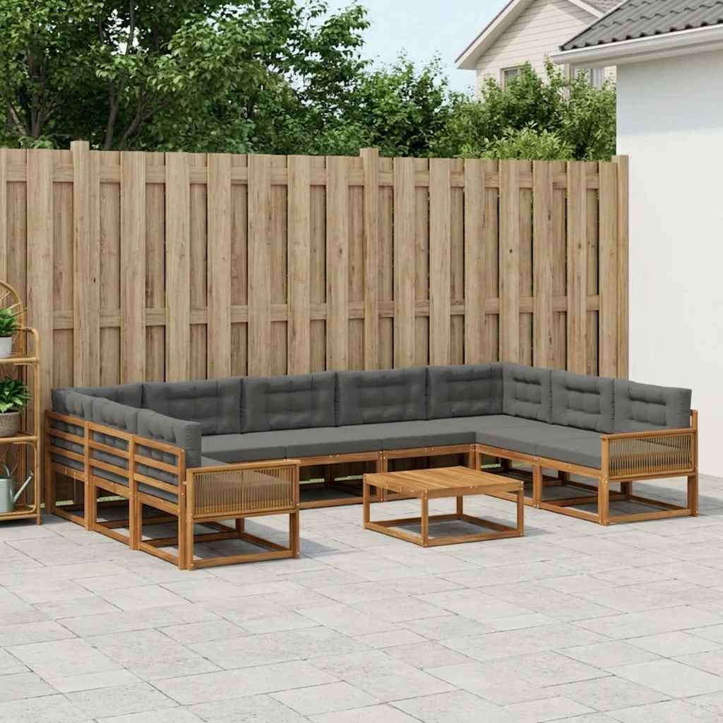 vidaXL Zestaw sof na zewnątrz 10 pcs Naturalny i Antracytowy