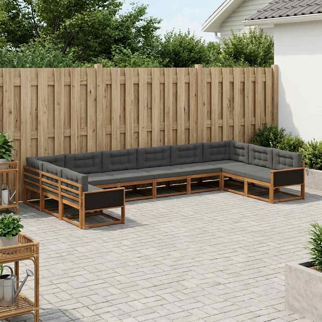 vidaXL Zestaw sof na zewnątrz 10 pcs Naturalny i Antracytowy