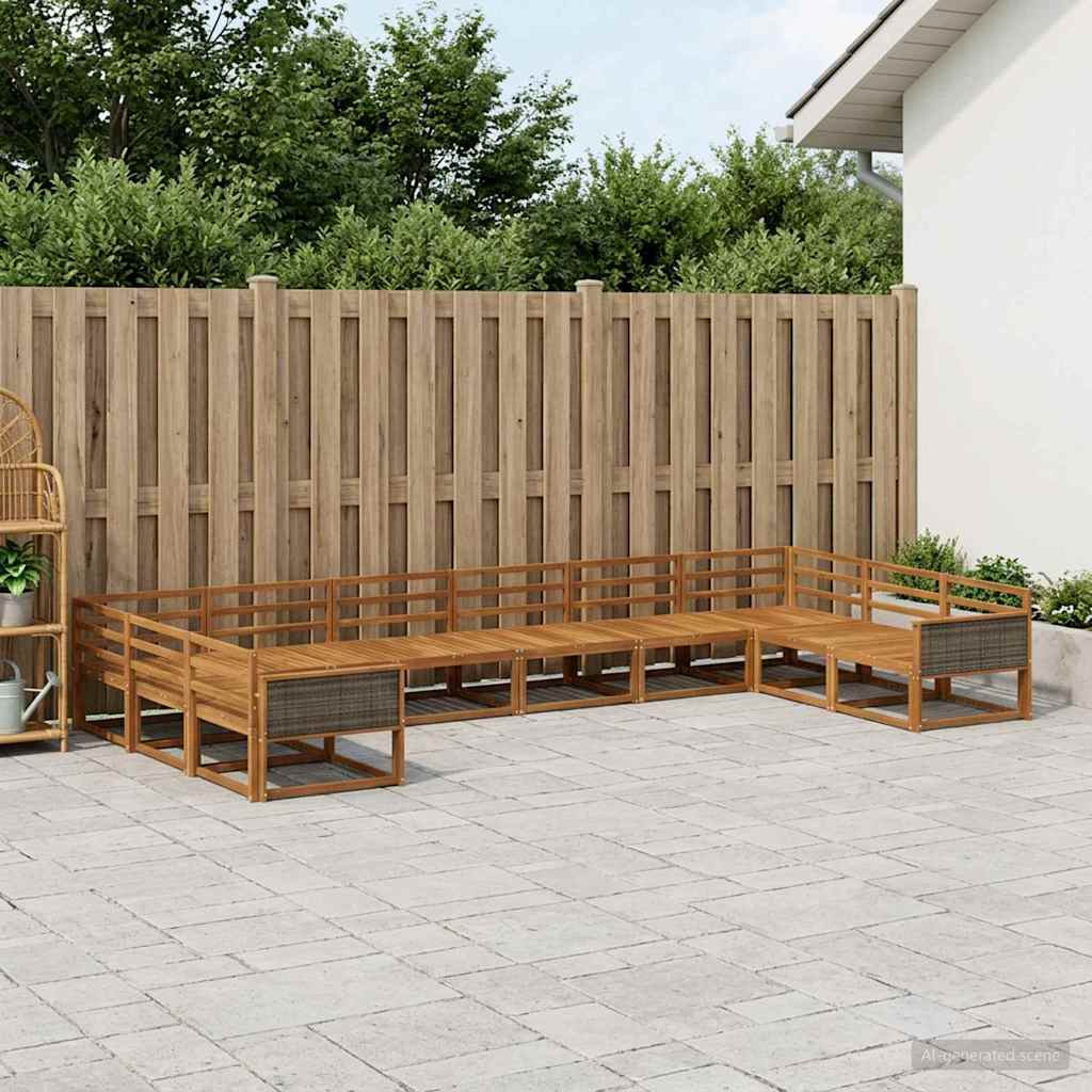 vidaXL Zestaw sof na zewnątrz 10 pcs naturalny Lite Drewno Akacji
