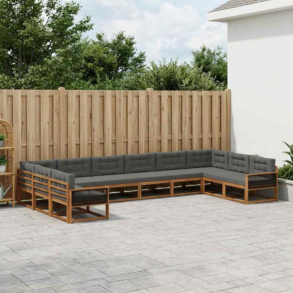 vidaXL Zestaw sof na zewnątrz 10 pcs Naturalny i Antracytowy