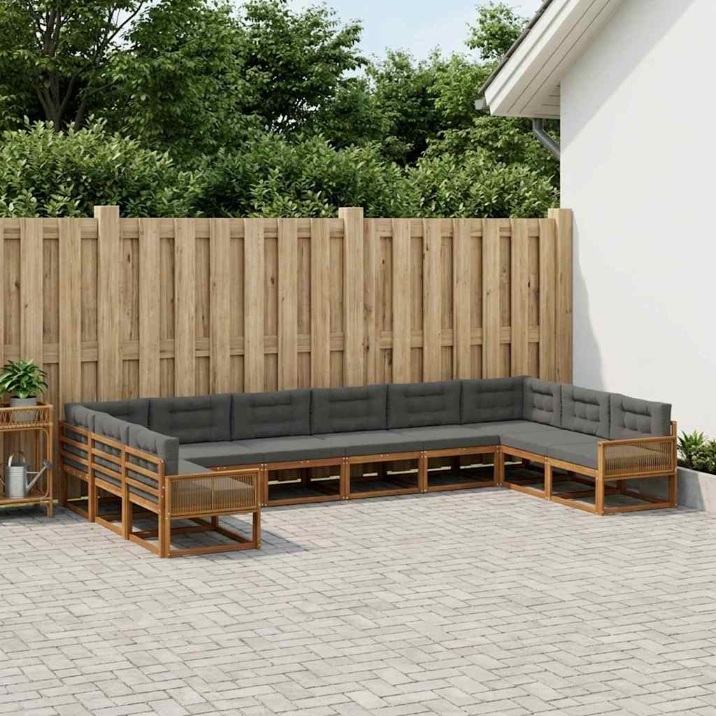 vidaXL Zestaw sof na zewnątrz 10 pcs Naturalny i Antracytowy